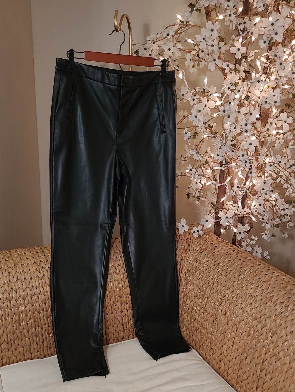 Faux Leather Straight Leg Pants